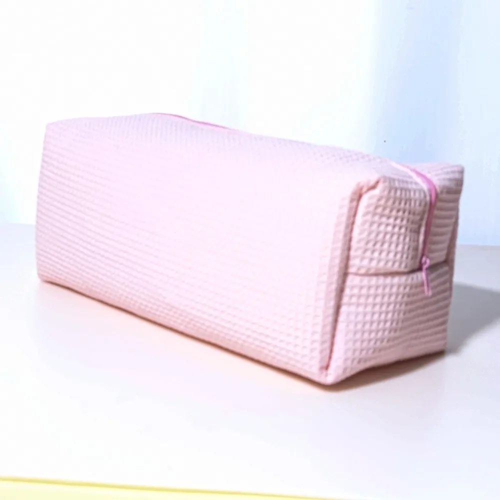 Korean Style Cotton Added Makeup Bag with Zipper Large Capacity Padded Cosmetic Bag Portable Lightweight Storage Pouch Travel