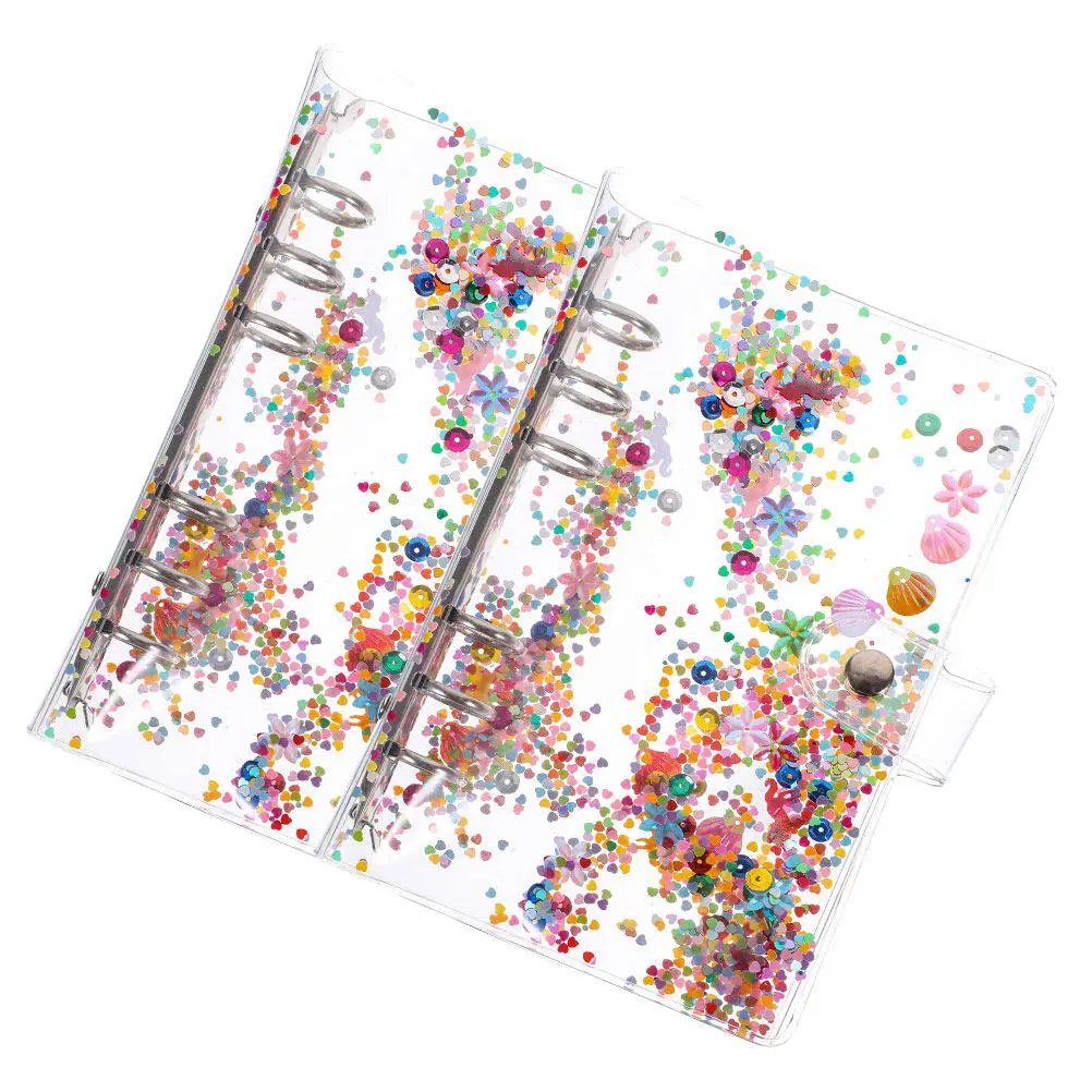 Flow Sand Glitter Binder Cover 2pcs, Premium Plastic Notebook Shell for Students, Teachers & Office Workers