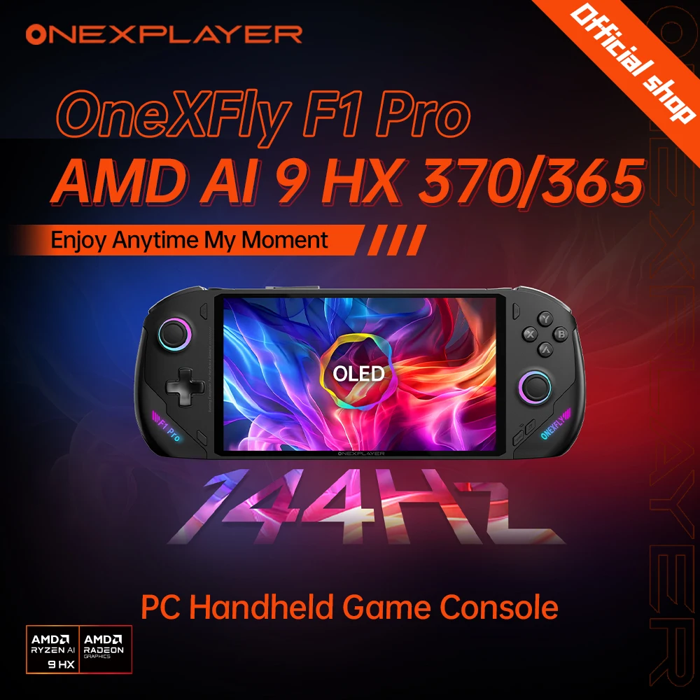 OneXPlayer OneXFly F1 Pro AMD AI 9 HX 365 370 OLED 144Hz Screen Gaming Handheld Console 3A Gamepad 7” PC Game Computer Laptop