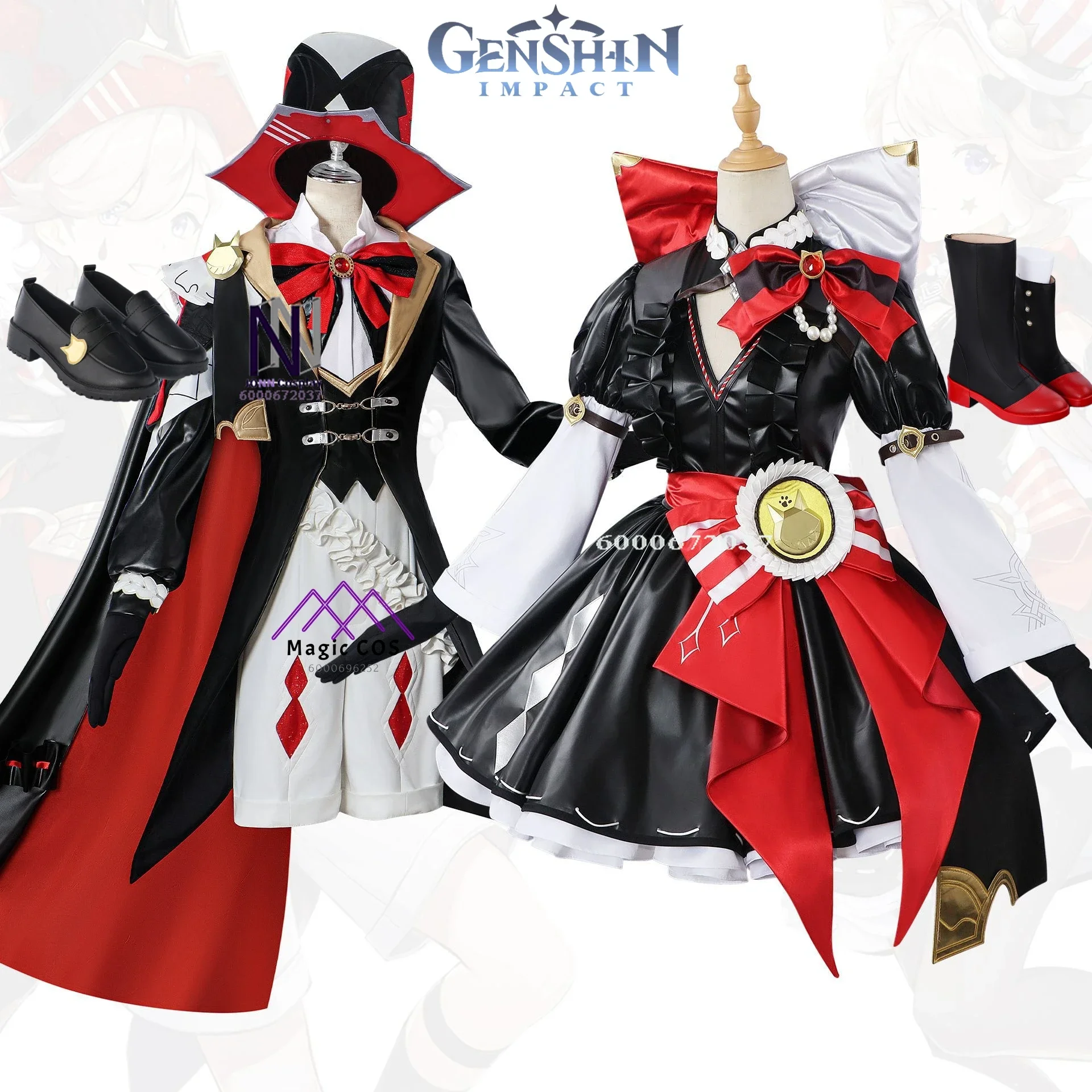 

Genshin Impact Lyney Lynette Cosplay Game Cosplay Costume Fontaine Magician Suits Hat Anime Maid Role Play Dress Wig Love Live