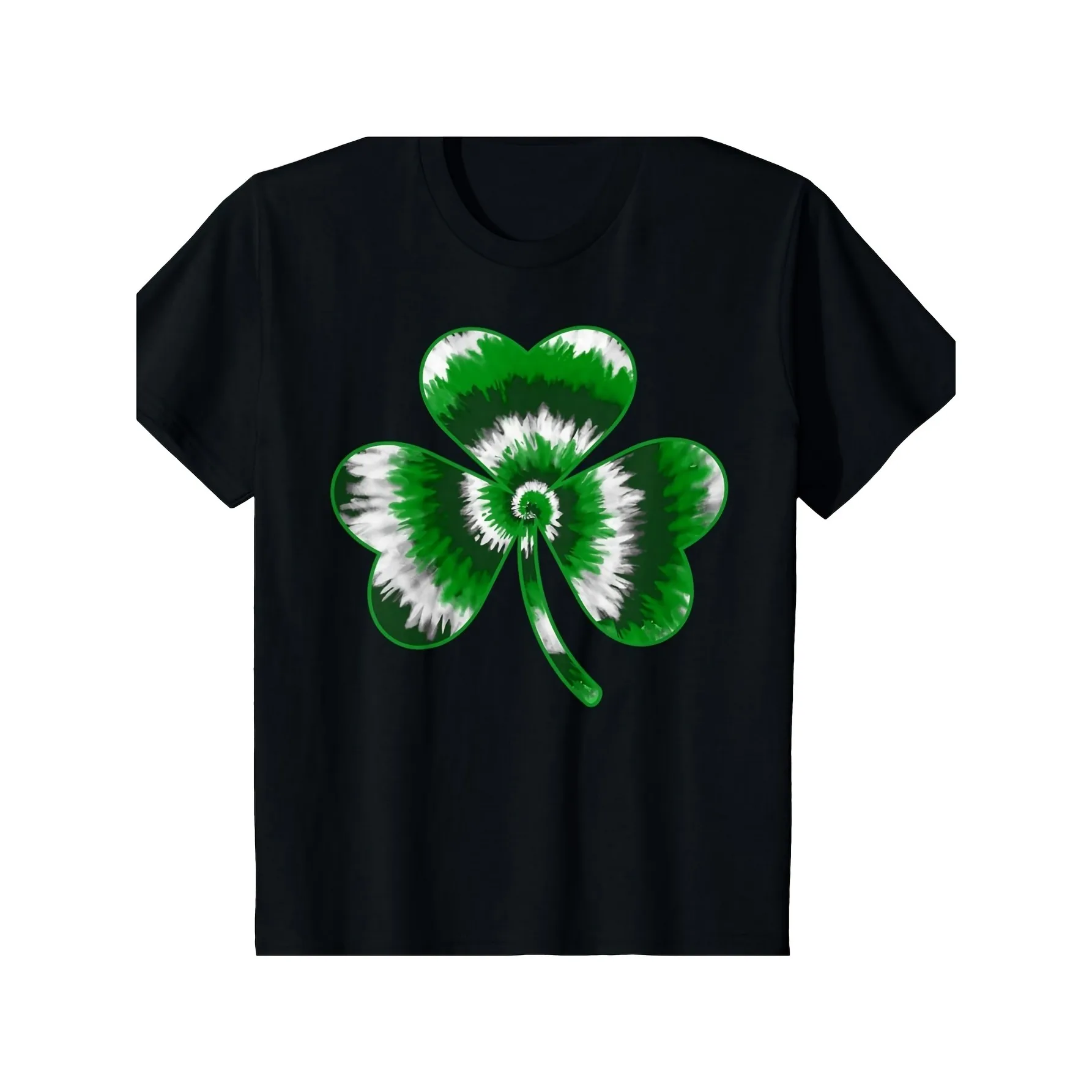 Tie Dye Shamrock Graphic T-Shirt Men Casual Crew Neck Breathable Cotton Tee