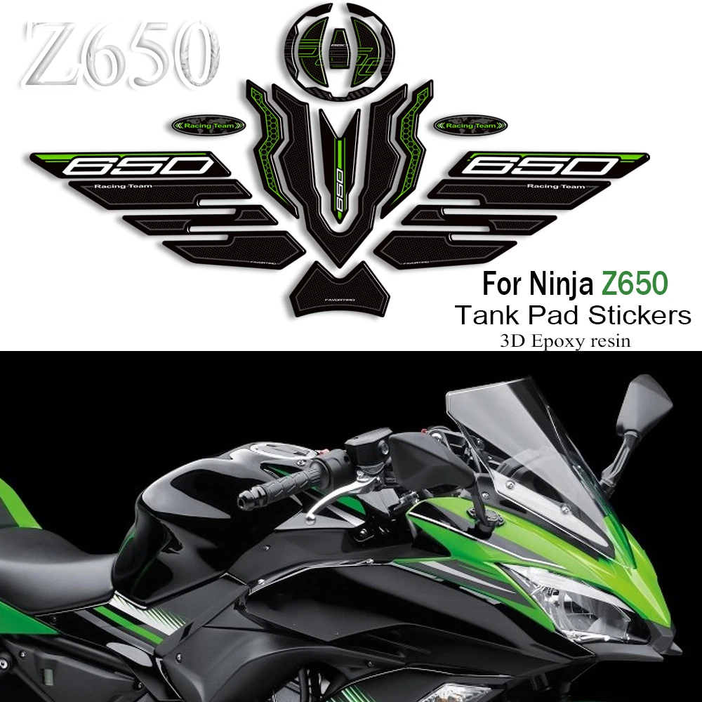 

3D Resin Tank Pad Sticker Motorcycle Fuel Tank Protection Decal For kawasaki Ninja Z 650 Z650 2020 2021 2022 2023 2024 2025