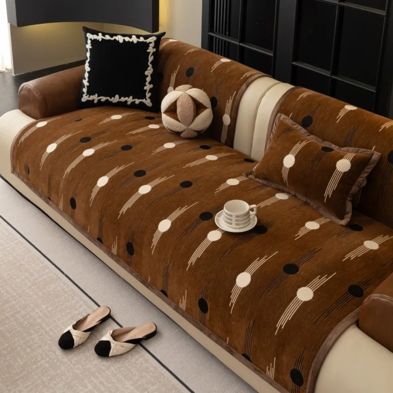 2025 New Non-Slip Sofa Cushion Covers All-Season Straight Fit Leather Seat Pads Slip-Resistant Elegant Home Decor Full Coverage