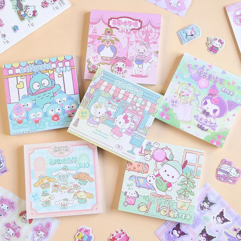 

Hello Kitty Sticker Book Cute Cartoon Handbag Material DIY Sparkling Stickers Travel Desktop Decoration Student Gift Wholesale