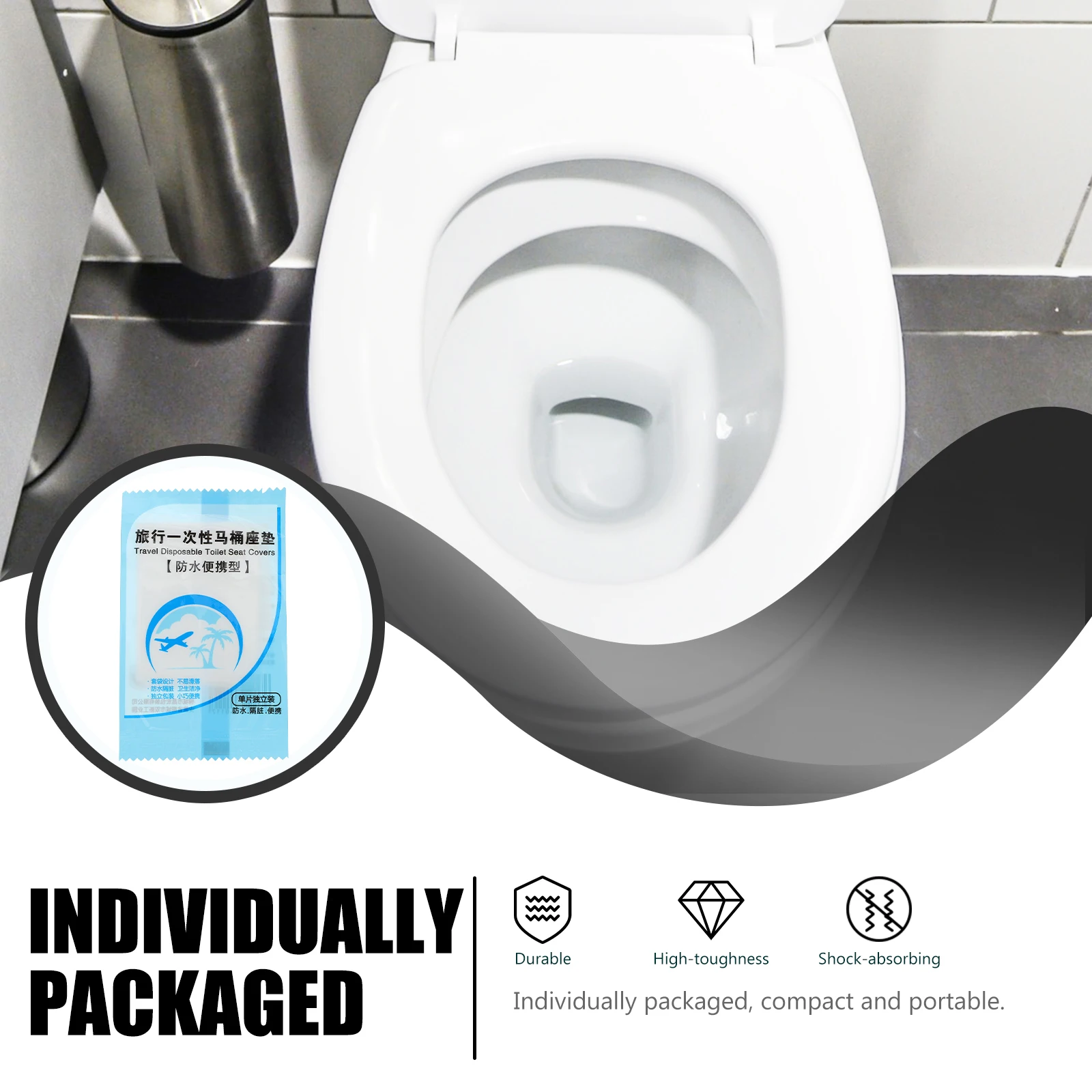 

100pcs Seat Covers Disposable Thick PO Film Leak Proof Waterproof Individual Packaging Portable for Travel Business Shopping