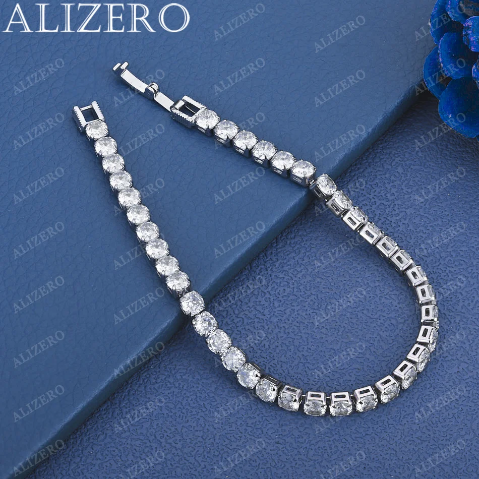 

ALIZERO 925 Sterling Silver Bracelet Full Zircon Bracelets Fashion Wedding Party Fine Jewelry And Daily Wear