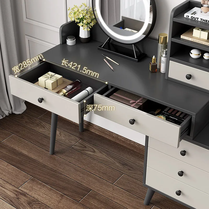 LYN solid wood leg dresser multi-functional storage desk retractable makeup table