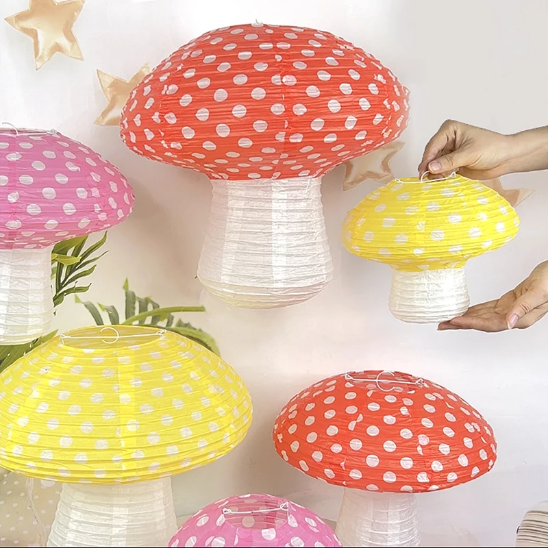 

Mushroom Shaped Paper Lanterns 3D Mushroom Ornament Birthday Party Decor Kindergarten Favor Three-dimensional Mushroom Lantern