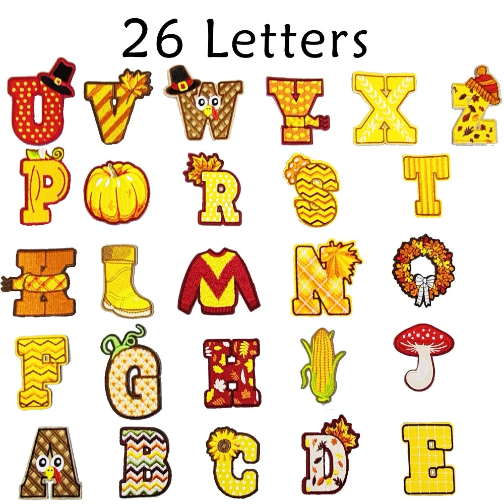 

26 Letter Cartoon Pattern Embroiderypatch Cloth DIY Accessories Iron on Patches for Clothes Appliques for Clothing Stickers Scp