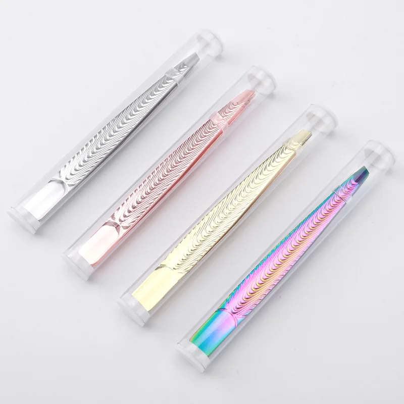 High Precision Stainless Steel Hair Removal Tweezers, Fish Pattern Anti Slip Slanted Eyebrow Clip, Eyelash Grafting Makeup Tool
