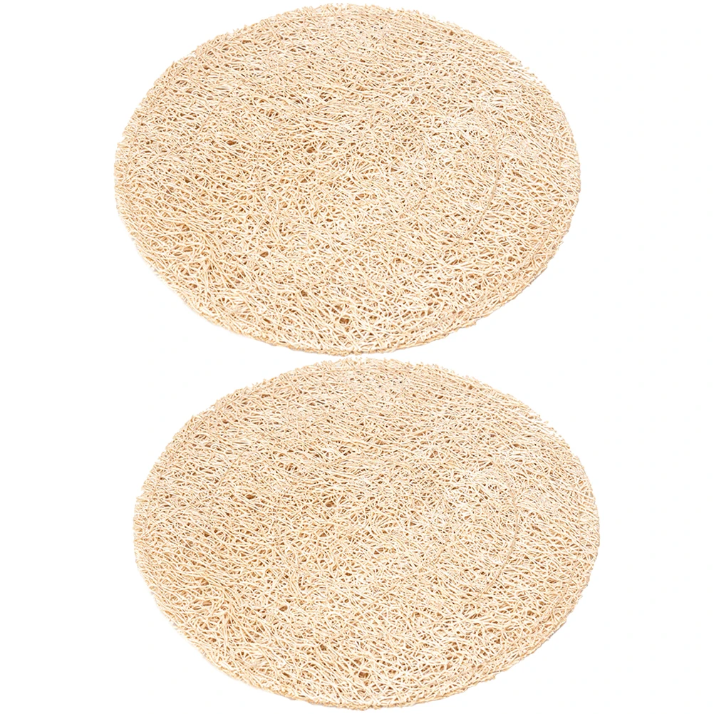 

2Pcs Loofah Coaster Wear-resistant Non-slip Heat Insulation Home Bar Restaurant Cafe Tea House Cup Mat Table Drink Pads