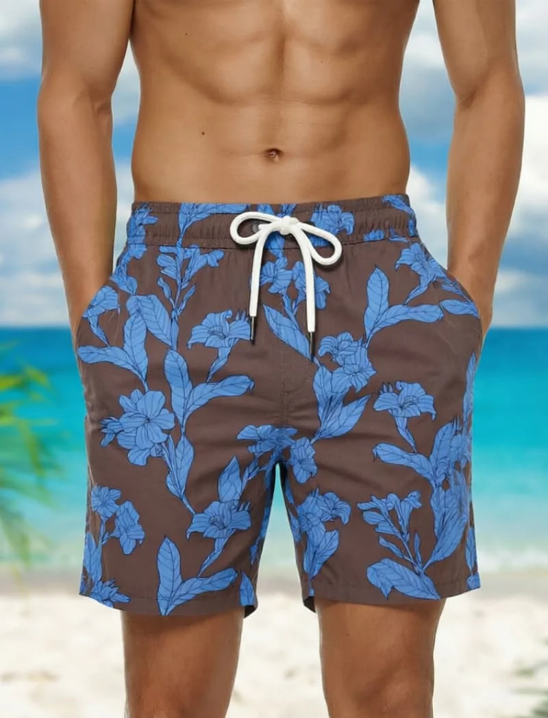 

Мужские повседневные шорты с тропическим цветочным принтом, для летних фестивалей, повседневных прогулок, активного отдыха и яркого повседневного ношения.