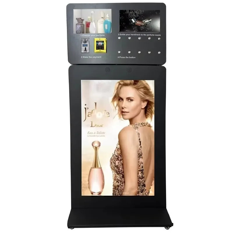 

Smart Custom Metal Perfume Dispenser Vending Machine Stand Shopping Malls Multi Payment SDK Integration