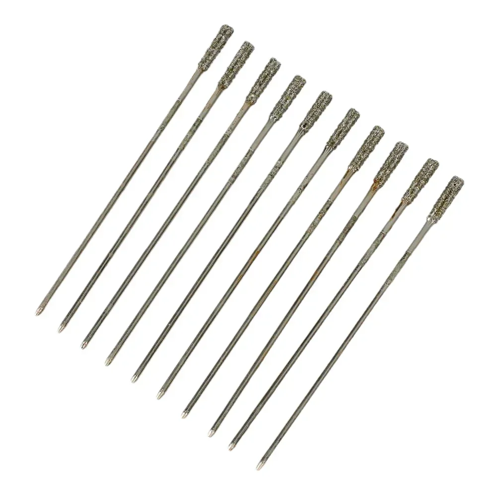 10Pcs/Set 1.2-2.4mm Diamond Coated Tipped Drill Bits For Jade Agate Stone Crystal Jewelry Glass Drilling Hole Saw