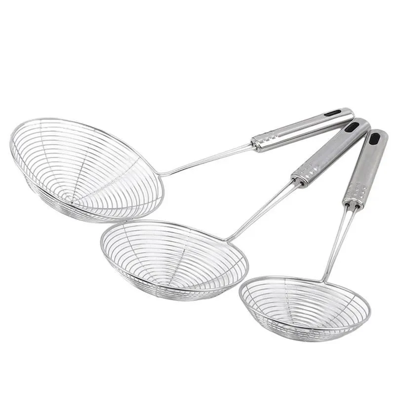 

Hot salePractical 3PCS Stainless Steel Colander French Fries Kitchen Fried Net Sieve Tool Spoon Leaky