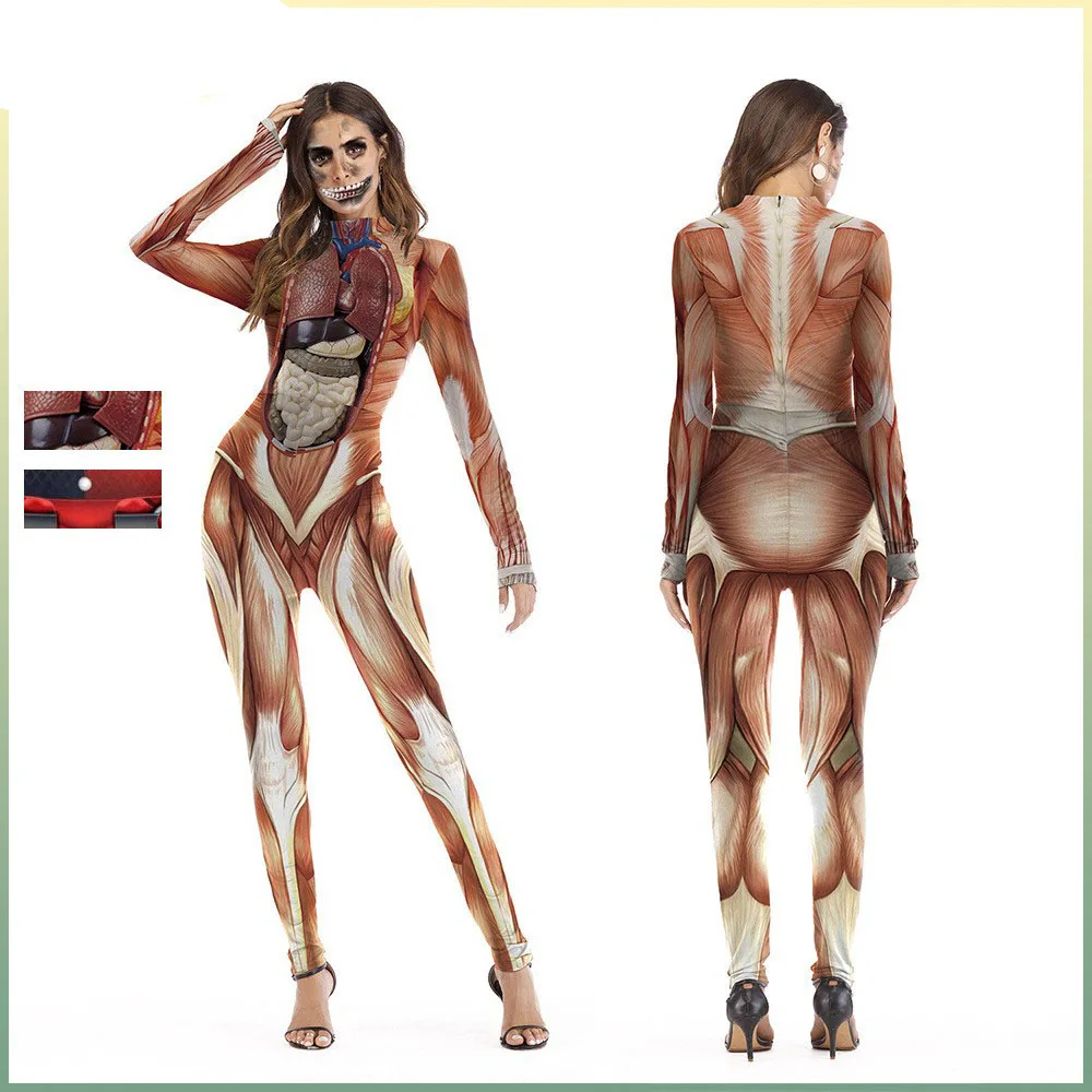 

loween Stage Performance Costume Reatic Human Organ Structure Printed One-Piece Outfit Funny And Creative Outfit