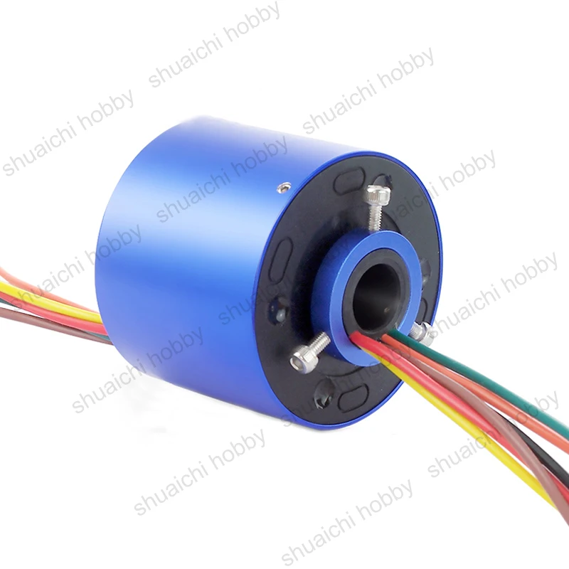 1PCS DC 220V 15A 6CH Through Hole Conductive Slipring AWG14 Wire 360° Rotation Slip Ring for PTZ Packaging Machine Robotic Arm