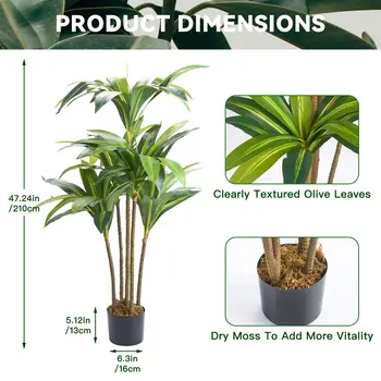 模擬植物 4.9英尺/6.8英尺 模擬室內植物 常綠龍血樹 模擬絲蘭棕櫚樹盆栽 逼真樹木 10 最佳銷售 室內植物 - №1