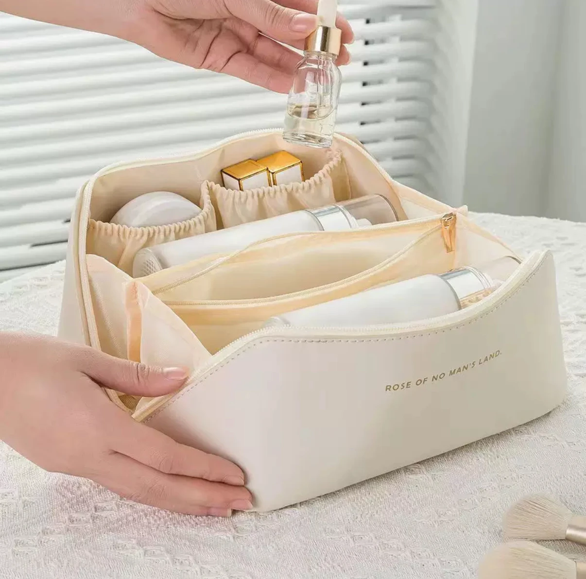 Make-up-Organizer für Damen, Kulturbeutel, Make-up-Koffer, Aufbewahrungstasche, luxuriöse Damenbox, Kosmetiktasche, Organizer-Tasche für Reisen, Reißverschluss