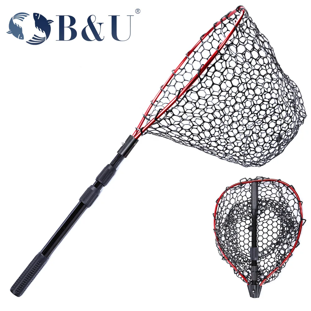 B&U Fishing Net Landing Net Foldable & Lightweight Freshwater Fishing Landing Net with Built in Length Scale