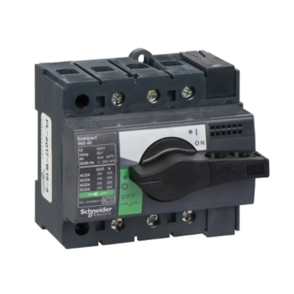 

Выключатель-разъединитель INS40 3P 28900, Compact INS40, 40 А, стандартная версия с черной поворотной ручкой, 3 полюса