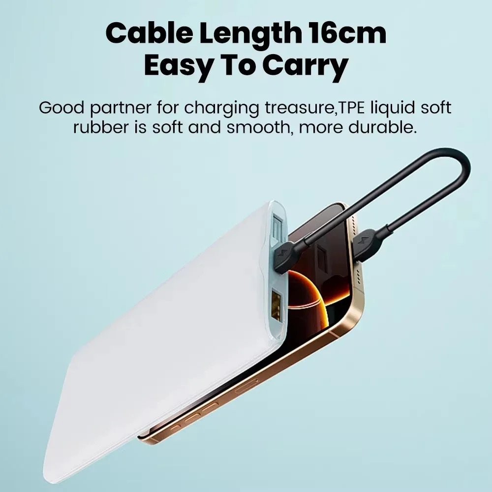 60 واط شحن سريع كابل قصير المحمولة سلسلة مفاتيح قصيرة نوع C إلى نوع C كابل آيفون 15 16 سامسونج Xiaomi المزدوج نوع C كابل