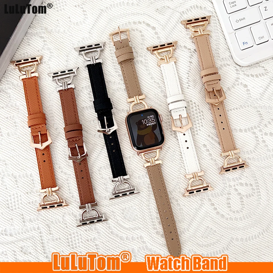 Luxury Leather Strap For Apple Watch 8 Band Ultra 49mm 44mm 45mm 42 38mm 41 40mm Bracelet IWatch Series 7 6 SE 5 4 3 Wriststrap