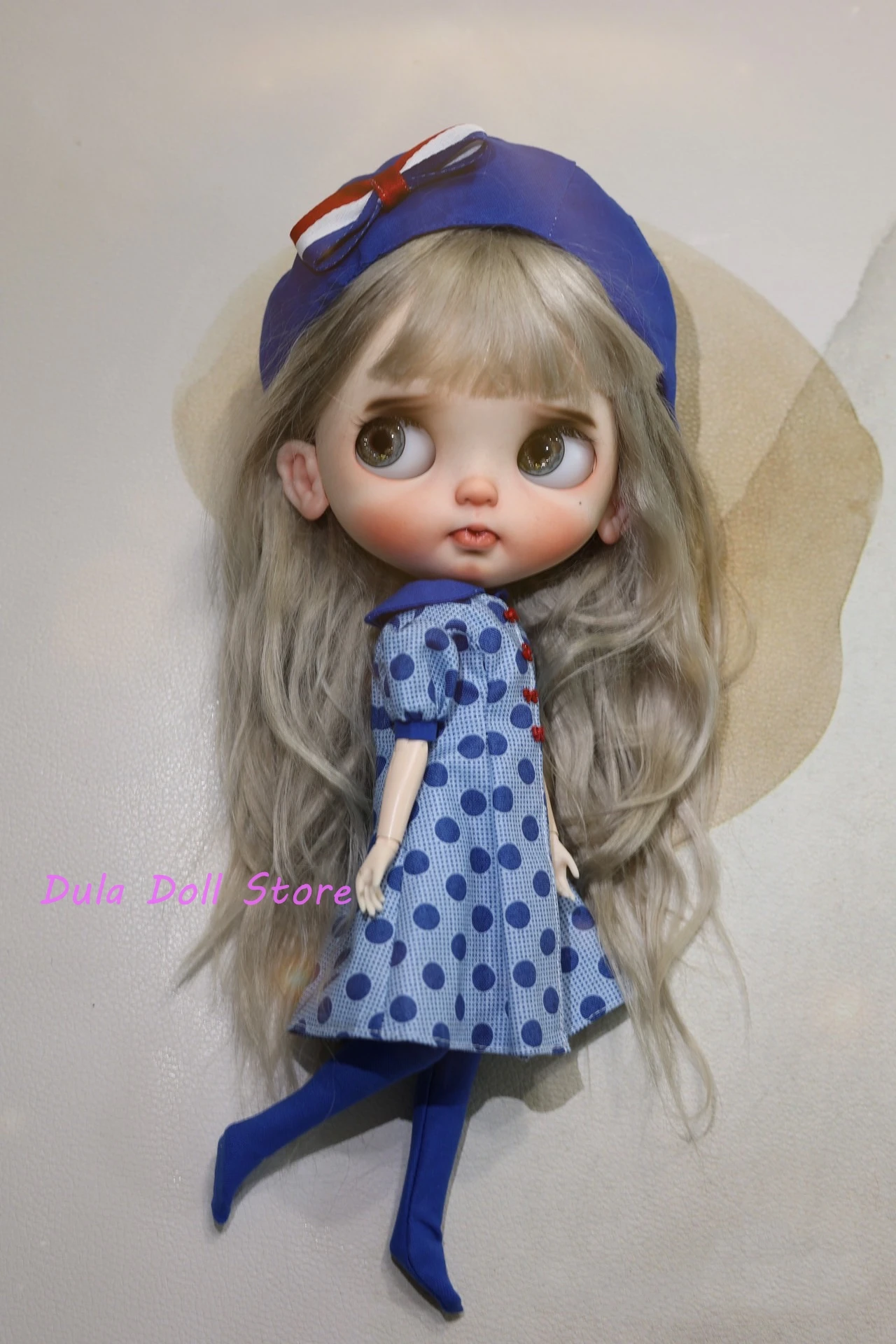 

Одежда для кукол Dula, платье Klein, синяя юбка в горошек Blythe ob24 ob22 Azone Licca ICY JerryB 1/6, аксессуары для кукол Bjd