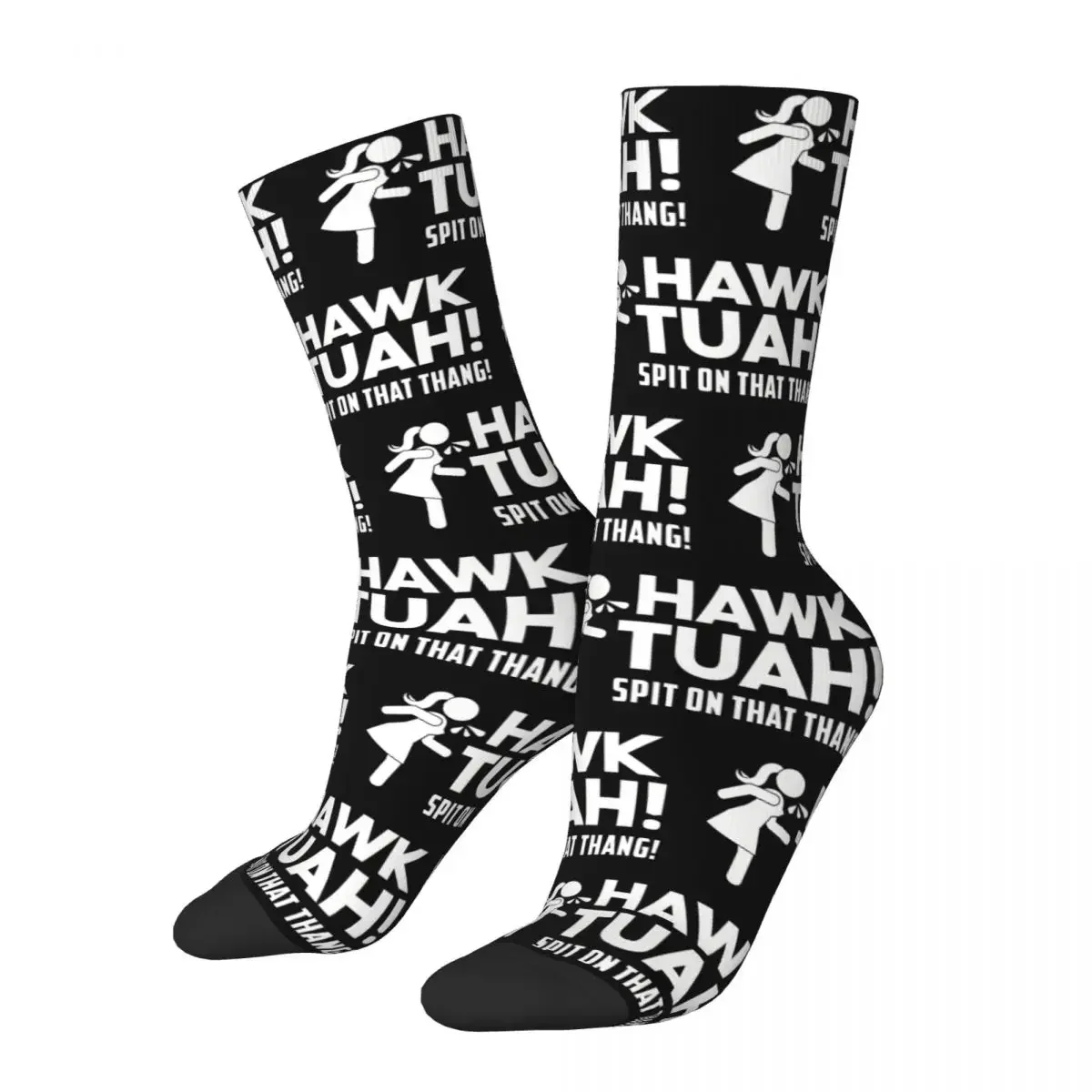 Hip Hop Vintage Gorgeous Crazy Men's compression Socks Unisex HAWK TUAH Harajuku Seamless Printed Funny Novelty Happy Crew Sock