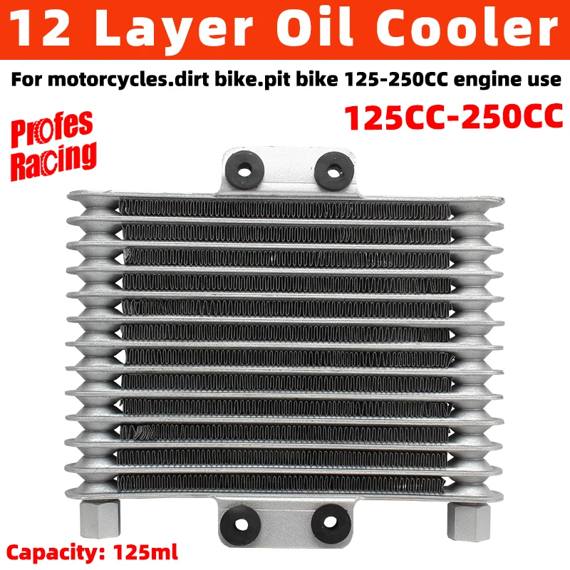 Motorcycle 125ml Oil Cooler Radiator Aluminum Universal Cooling Radiators for 125CC-250CC Engine Dirt Bike Pit Bike