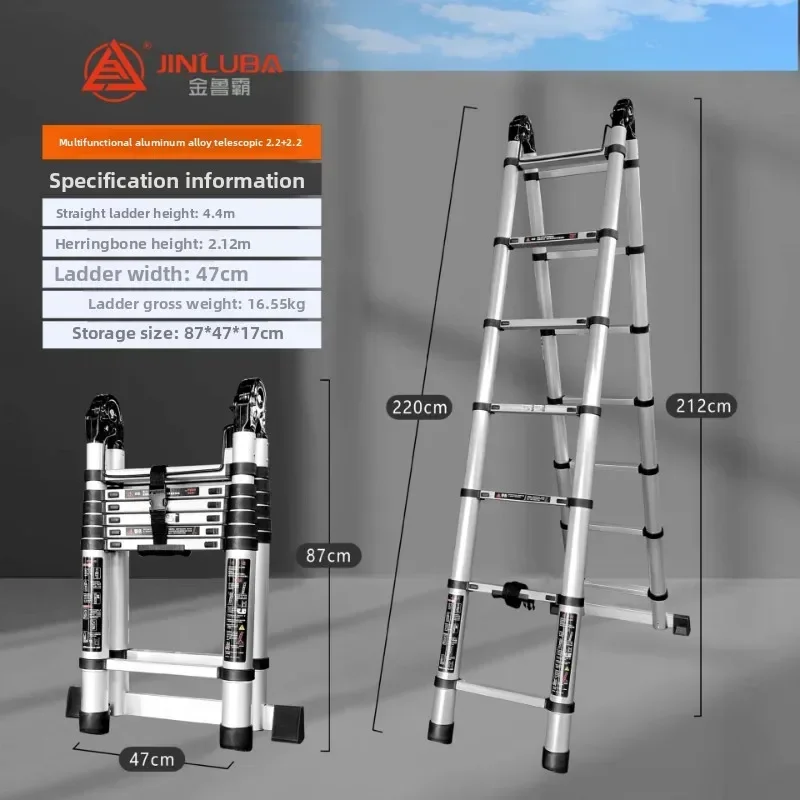Multi-functional Bamboo Ladder Telescopic Herringbone Ladder Folding Ladder Thickened Aluminum Alloy Engineering Ladder Ladder