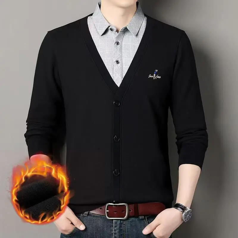 2025 Winter Men's New Style Fleece-lined Button-Down Shirt - Comfortable, Warm, Thick, And Stylish Casual Base Layer Shirt