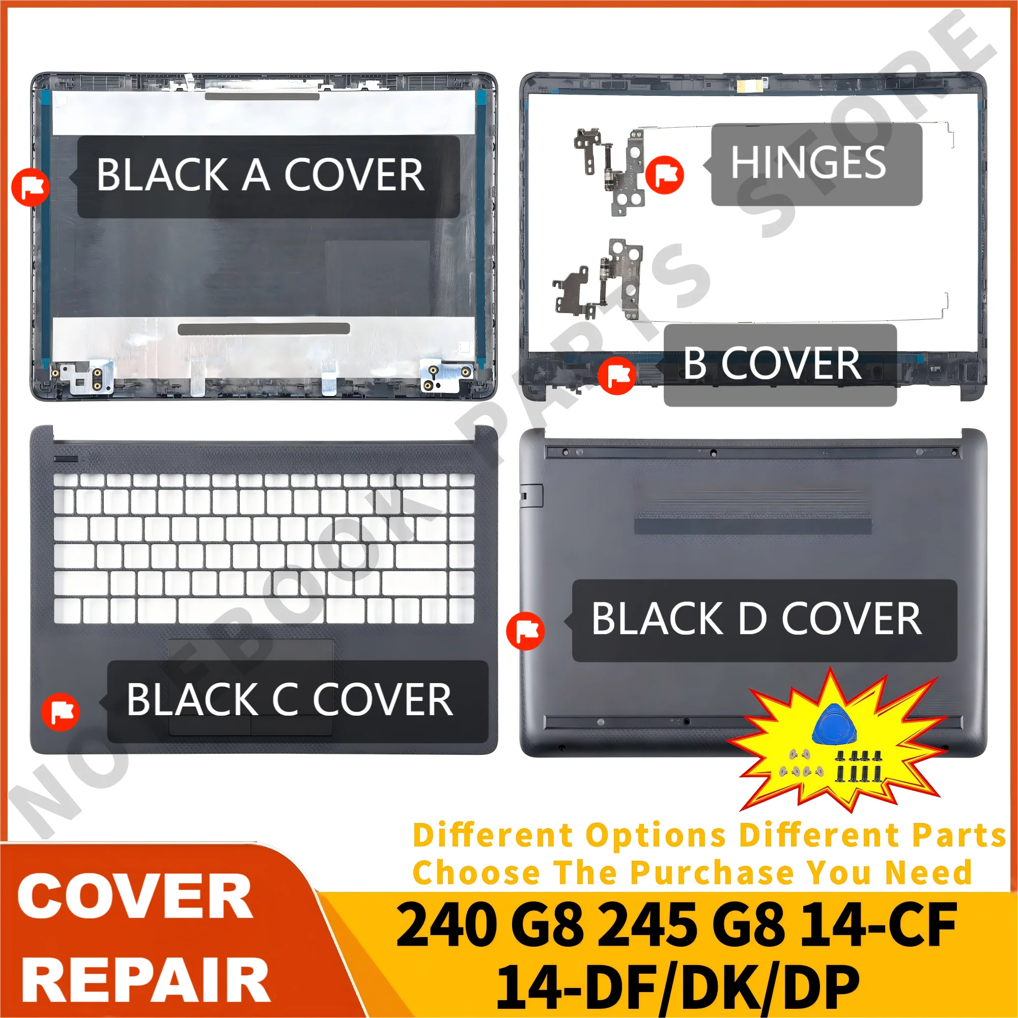 Parts For 240 G8 245 G8 14-CF 14-DF 14-DK 14S-CR 14S-CF Top rear lid Frame Hinges TPN-l135 L87756 L24465-001 Upper Bottom Repair