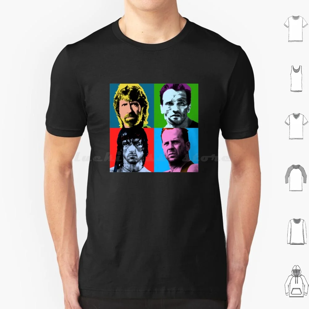 Last Action Heroes ? 80s Movies T Shirt 6xl Cotton Cool Tee Movie 80s Action Chuck Norris Sylvester Bruce Willis Arnold