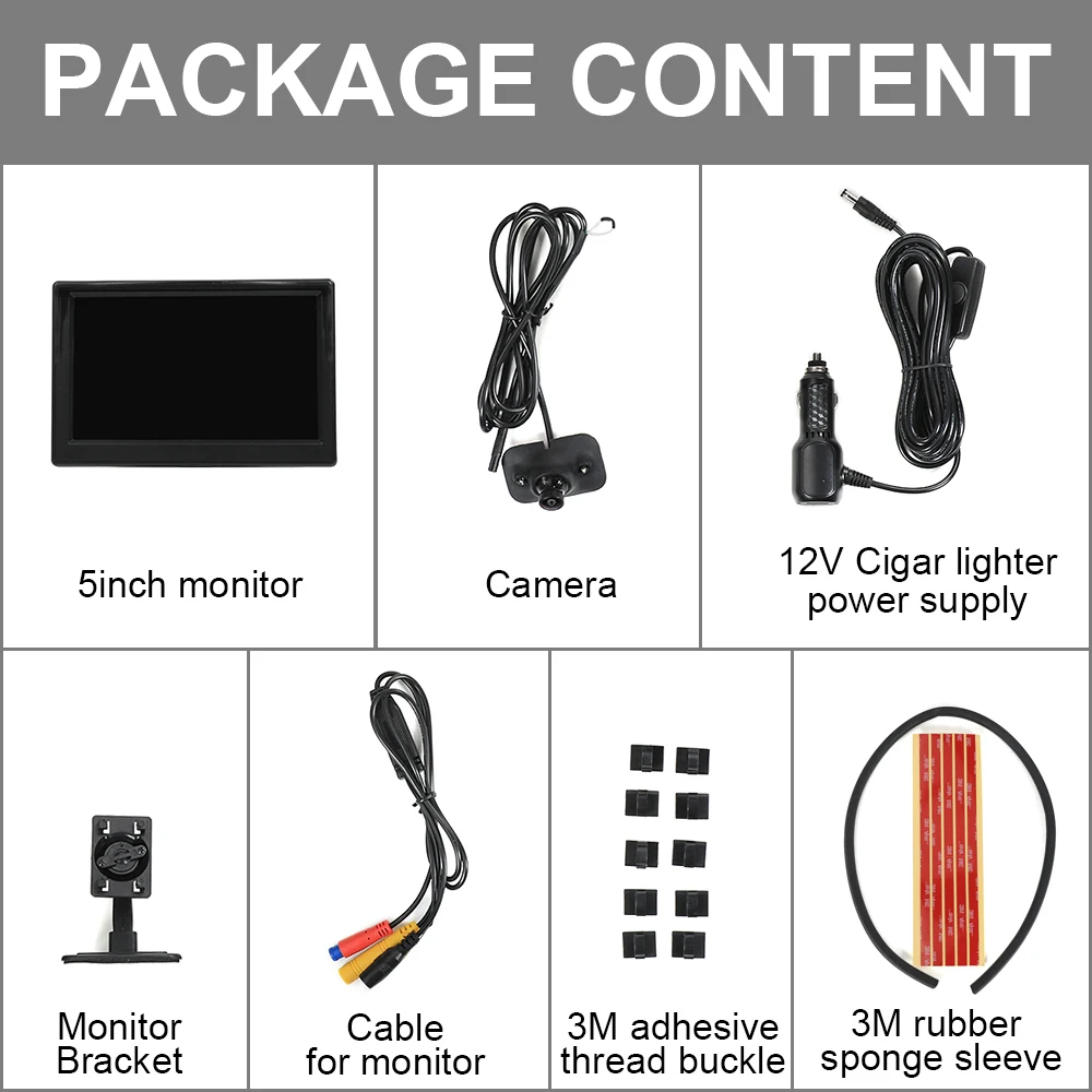 Carsanbo 5Inch 1080P Car Side View Camera System For Front Wheel Left Or Right View DIY Install Camera Adjustable Angle With LED