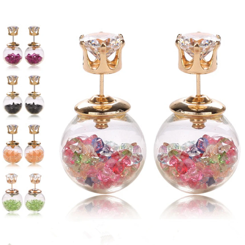 2026 New Design Fashion Brand Jewelry Thick Glass Beads Stud Earrings Double Imitation Pearls Earring For Womens Gift