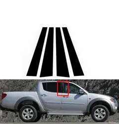 Glossy Black Pillar Post Fit For Mitsubishi L200 Triton 2005-2012 2013 2014 Door Side Cover Trim Column B C Decoration Stickers