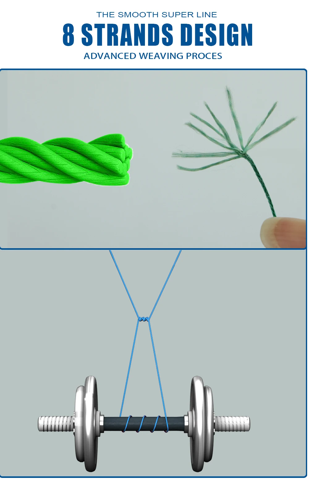 FTK PE X4/X8 Karpfen-Angelschnur 300/500m 4/8 Stränge Geflochtene Extrem Starke Verschleißfeste Multifilament Meeres-Salzwasser-Schnur – Detail 9