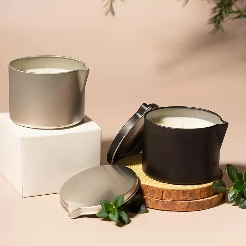 Hot Sale New 1PCS Tinplate Candle Jars With Handy Spout Aromatherapy Massage Cream Cosmetic Storage DIY Candle Making Container
