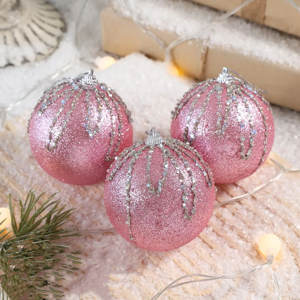 

3 pcs/set Multi-Color Christmas Color Balls Hanging Decorations Glitter Christmas Decoration Balls Sequin Home Decor