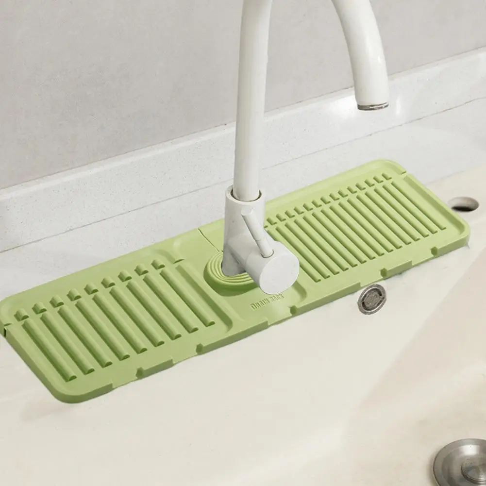 Sink Drainage Mat Silicone Kitchen Sink Splash Guard Faucet Drying Mat Sponge Holder Set Bathroom Draining Pad Soap for Drip