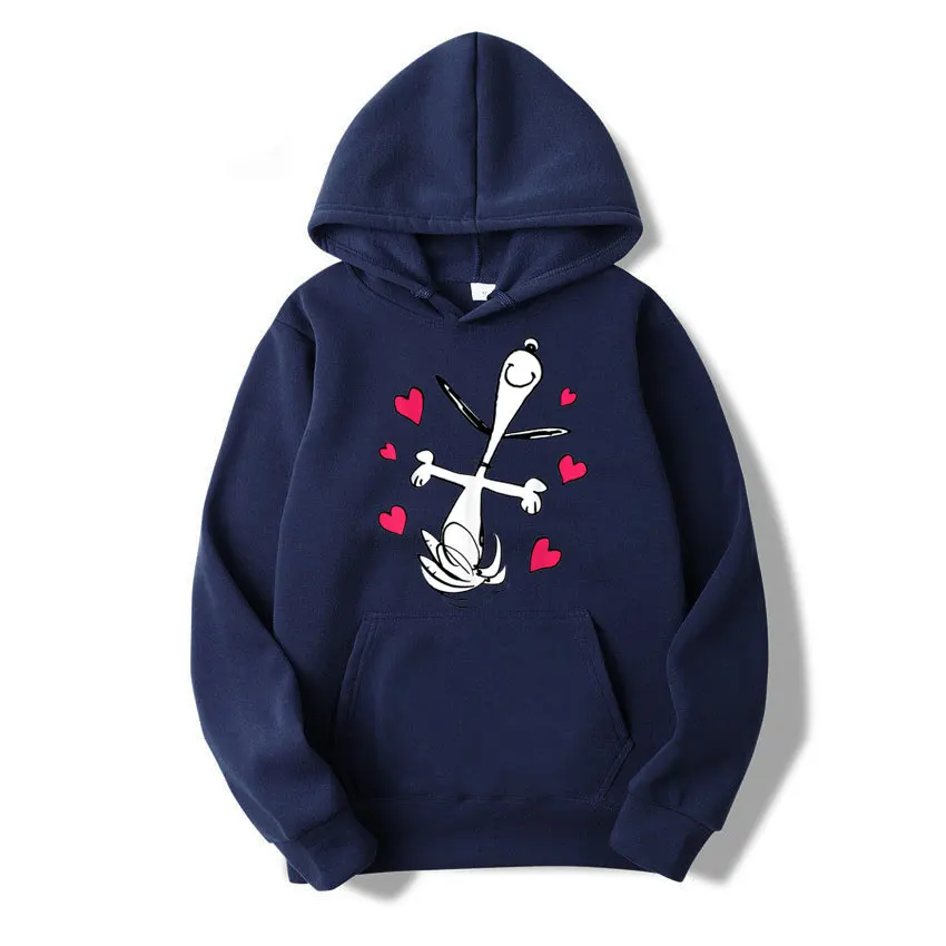 Snoopy Dancing Hearts Men Hoodie Cartoon Fashion Women Oversized Sweatshirt Tops Spring Autumn Couple Pullover