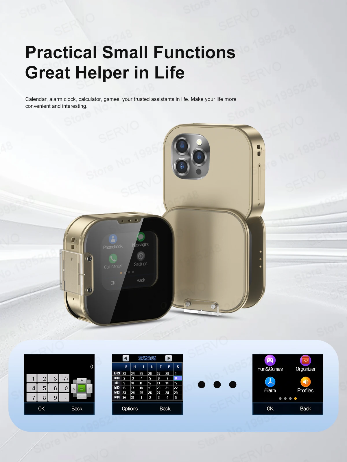 SERVO I19 ROTATE Touch Screen Mini Mobile Phone 2G 2SIM Magic Voice Bluetooth Dial FM Radio 90° Rotating Small Feature Cellphone