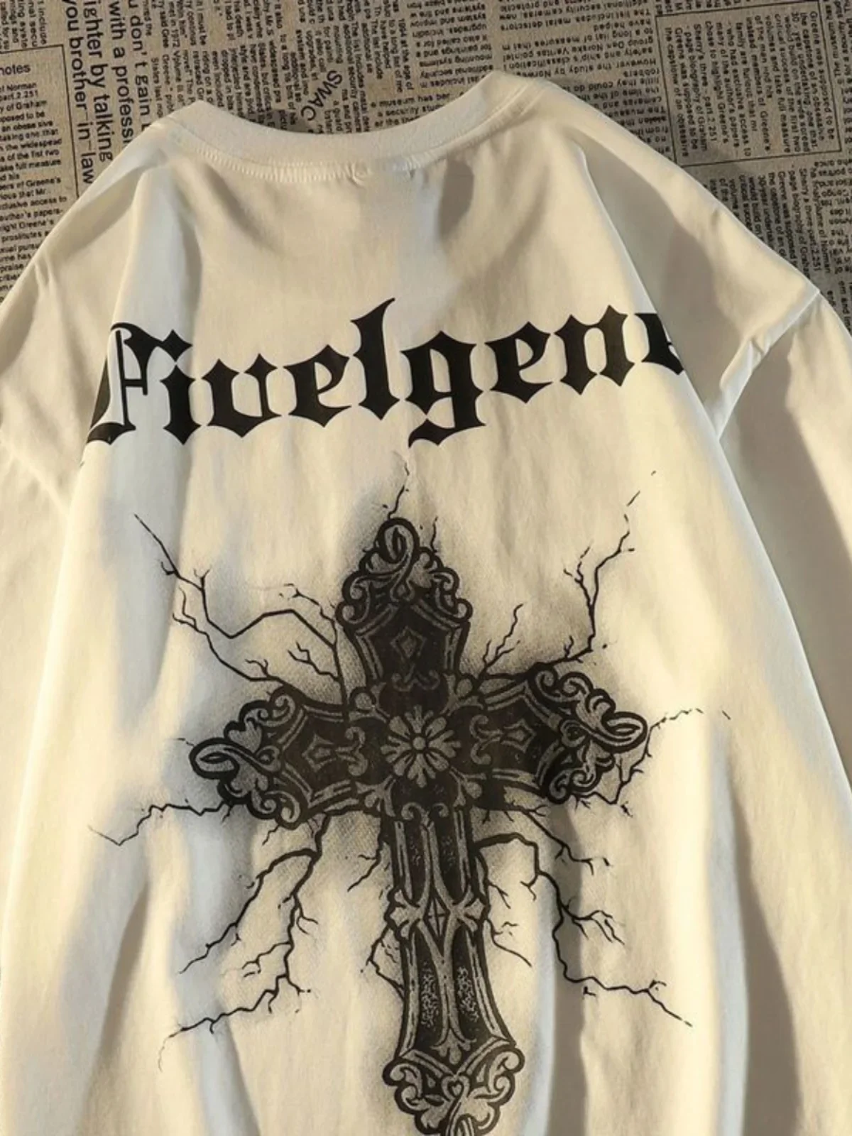 

Retro Lightning Letter Printed Short Sleeve T-shirt for Men and Women, Loose Trendy Brand Street Style Half Sleeve Top