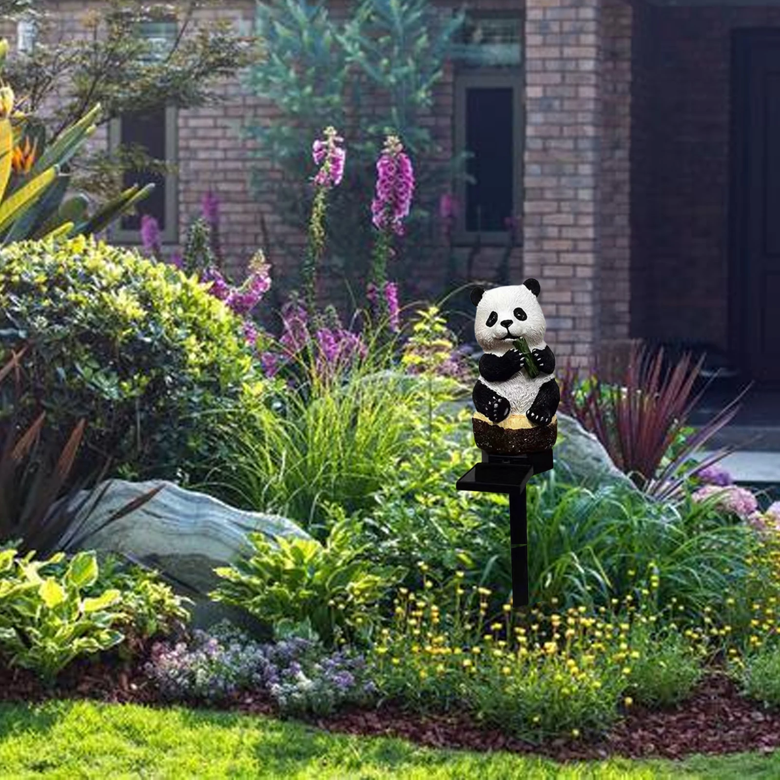 Solar Floor Light Panda Waterproof Camping Resin PP Multicolor 43×7cm Garden Outdoor Decoration