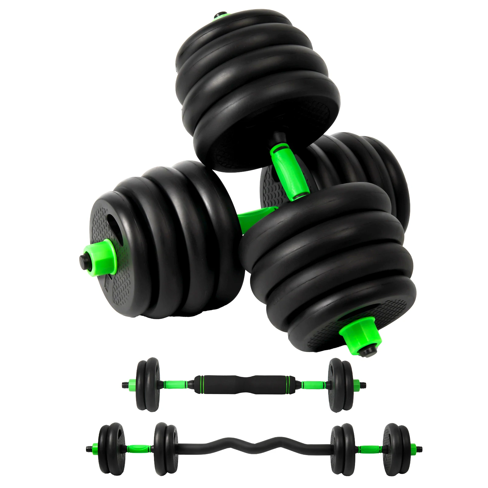 Multi-functional Adjustable Dumbbell Set, Optional Handle with Russian Weight, curl and Straight Bar, abdominal Wheel, Push-up, Bar, Weight Set, Home Gym