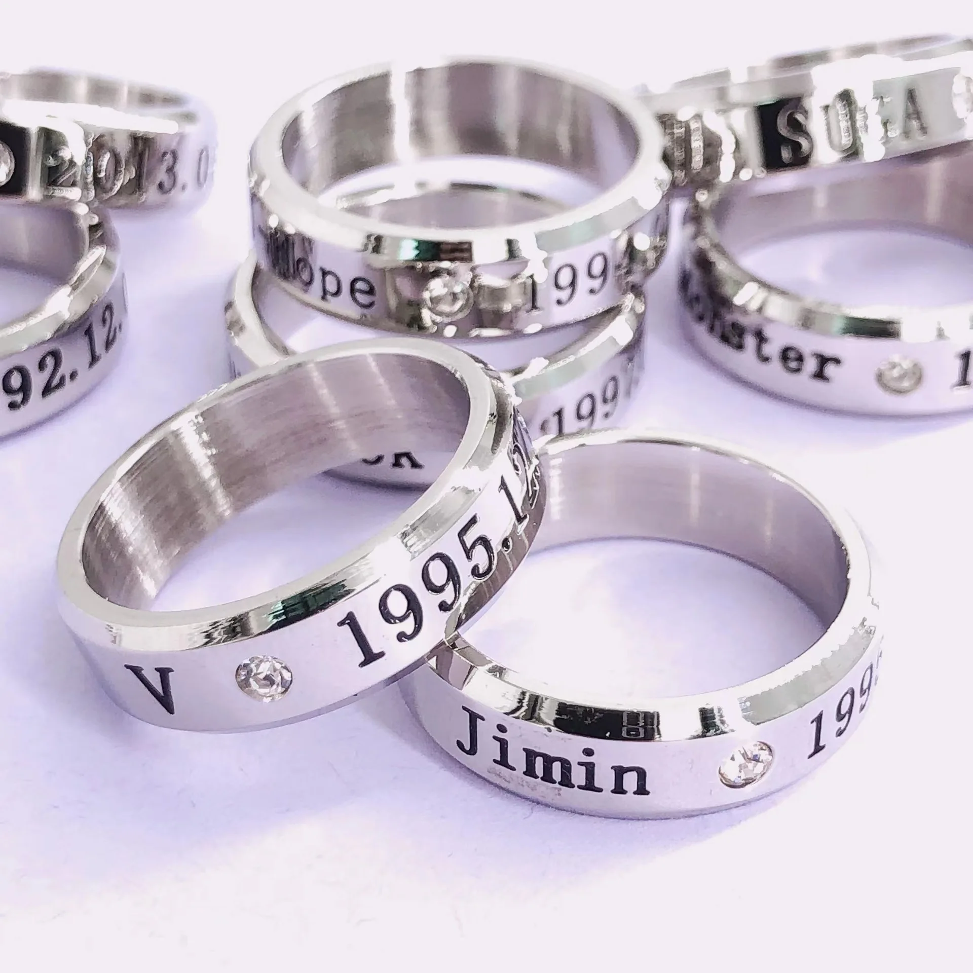 KPOP stainless steel name ring