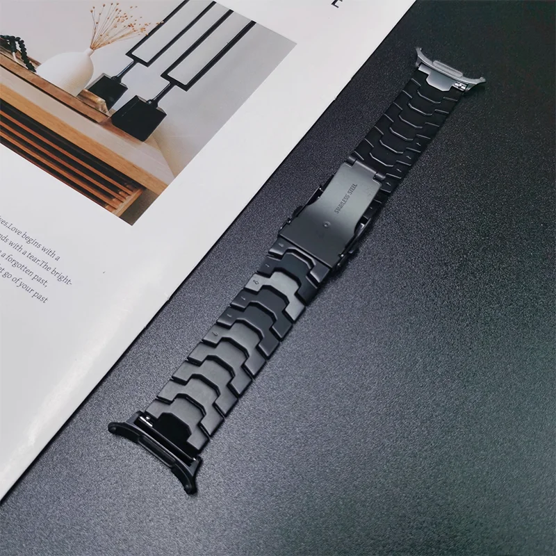 Tytanowy metalowy pasek do Samsung Watch 7 Ultra 47 mm Luksusowy męski pasek do Galaxy Watch 7 47 mm Bransoletka bez przerw z zakrzywionym ogniwem końcowym