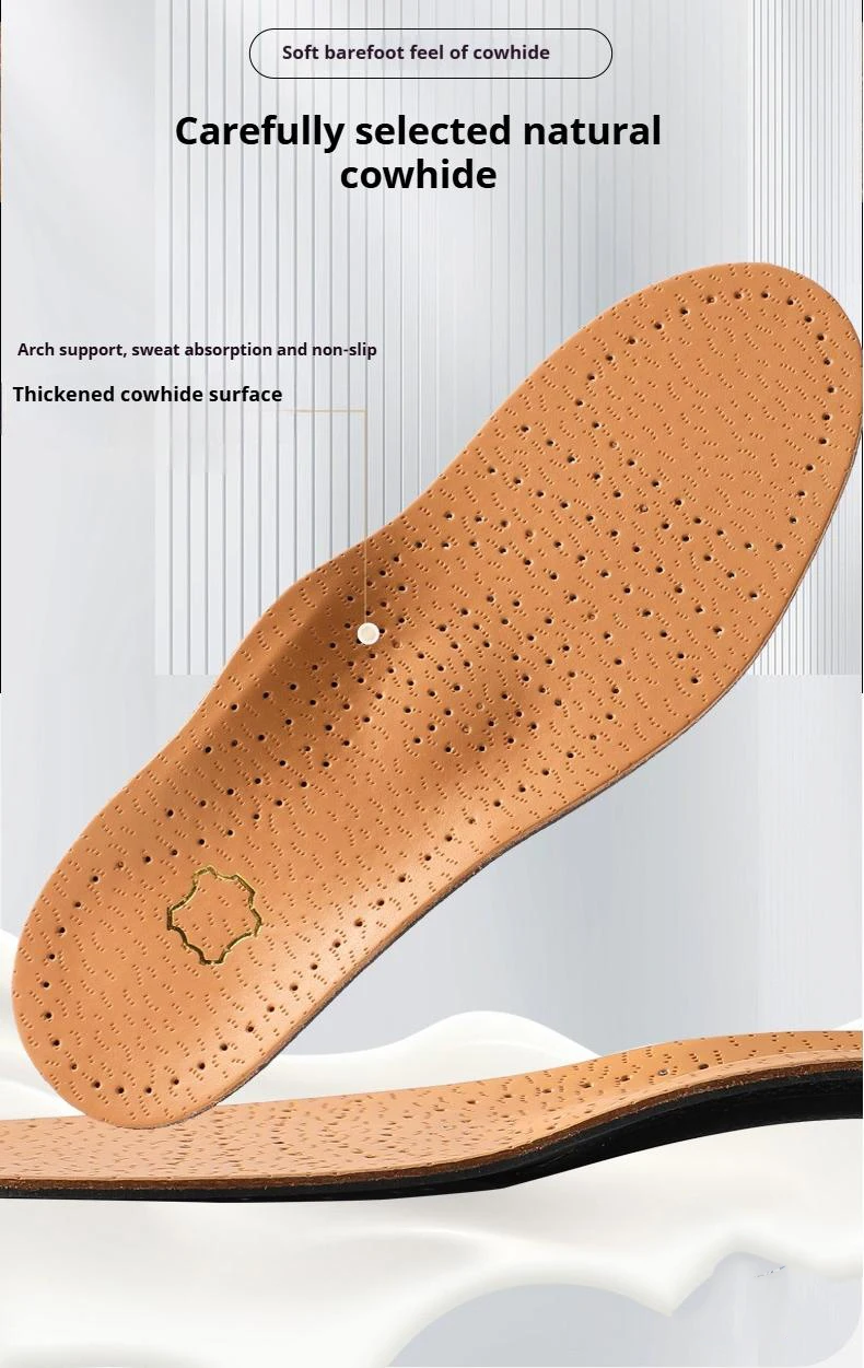 Orthopädische Einlegesohlen zur Fußgewölbeunterstützung, Plattfuß-Korrektur-Einlegesohlen für Herren und Damen, atmungsaktive Leder-Einlegesohle – Detail 3