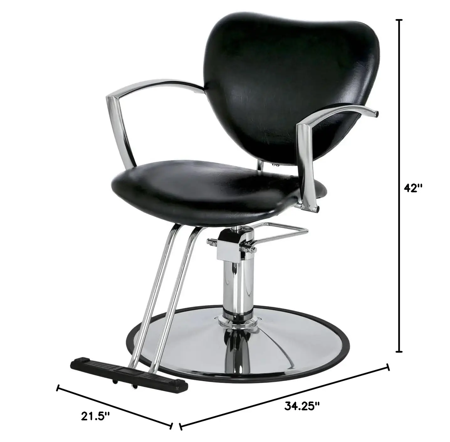 Salon Styling Chair Black Hydraulic Base Wide Seat, Customized